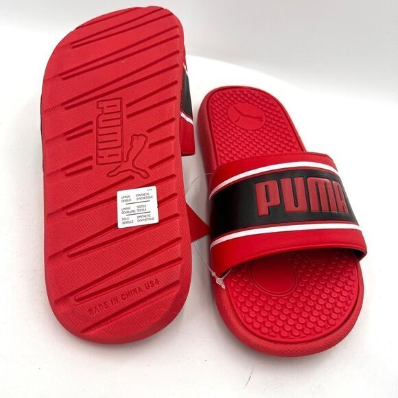 PUMA Unisex Cool Cat Slide Sandal High Risk Red Black White Size 4 - Picture 11 of 11